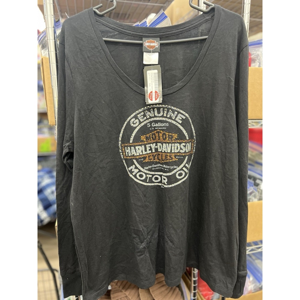 NWTHarley Davidson Shirt Womens 1X Plus Size Genuine Motor Oil Scoop Neck Shirt